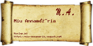 Miu Annamária névjegykártya